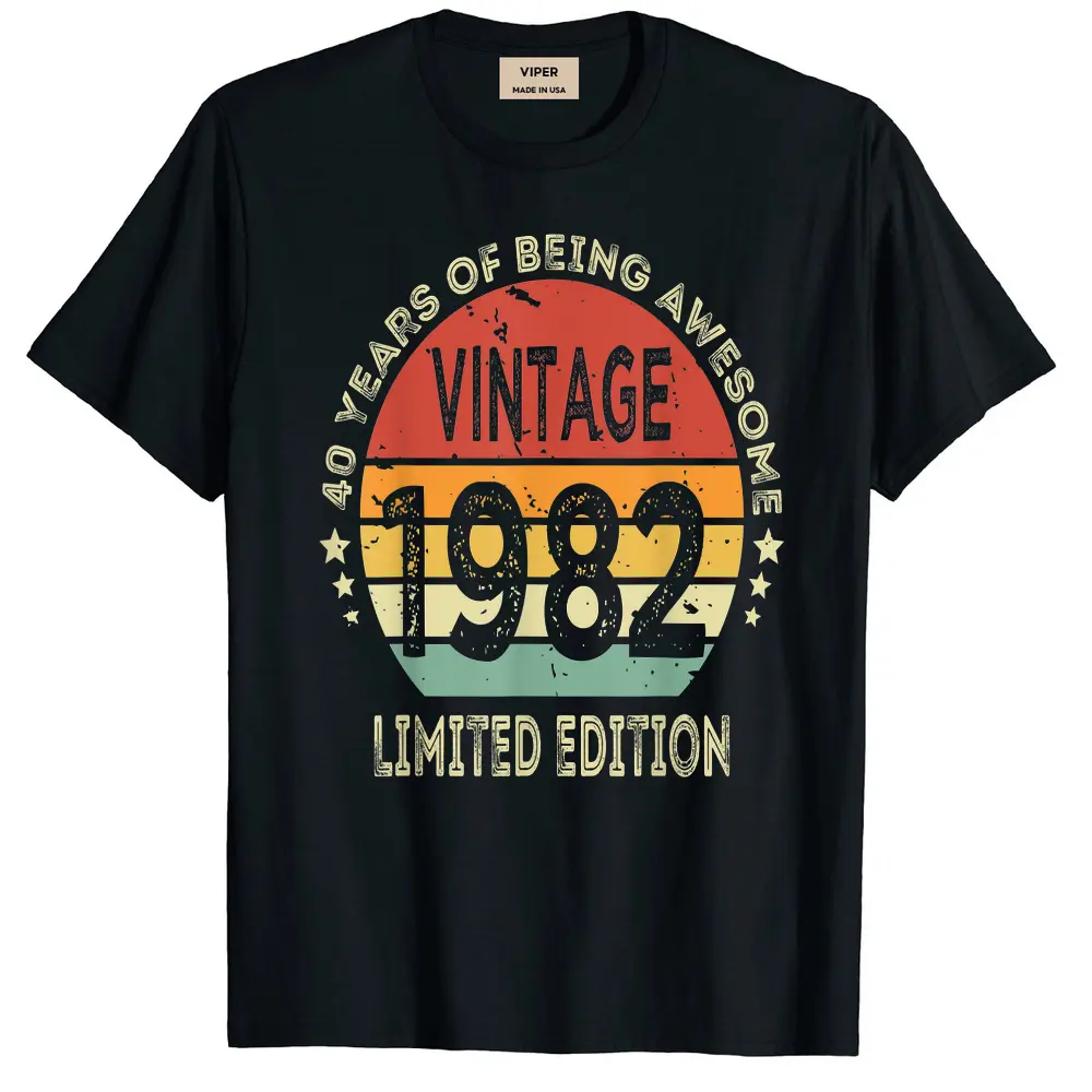 40 Year Old Gifts Vintage 1982 Limited Edition 40th Birthday T-Shirt - Black