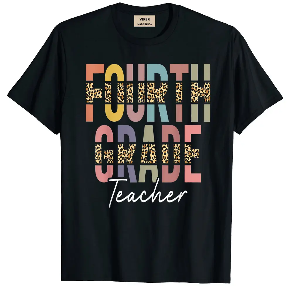 4th Grade Teacher Leopard Team Fourth Grade Squad Women T-Shirt - Black