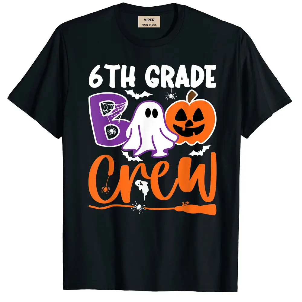 6th Grade Boo Crew Teacher Student Halloween Costume T-Shirt - Black