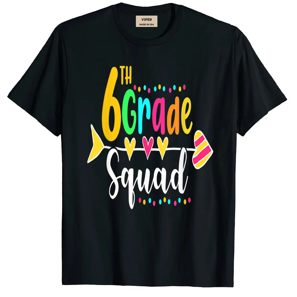 6th Grade Squad Funny Teacher Student Team Back To School T-Shirt - Black