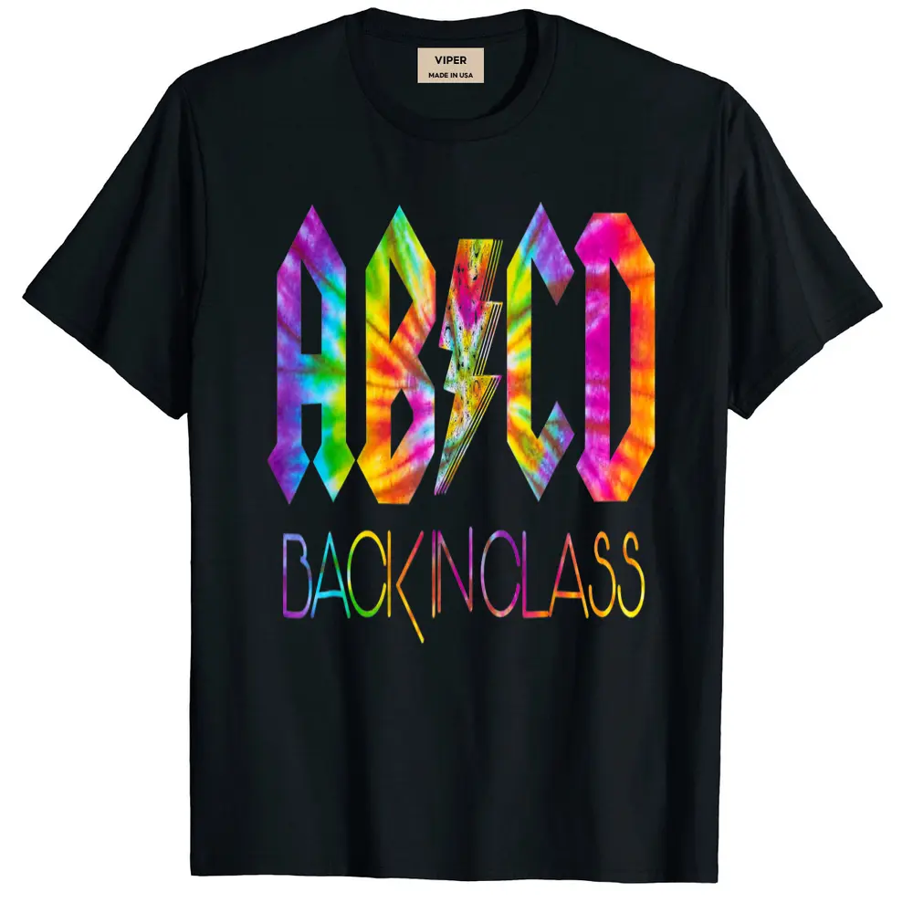 Abcd Back In Class Tie Dye Back To School T-Shirt - Black