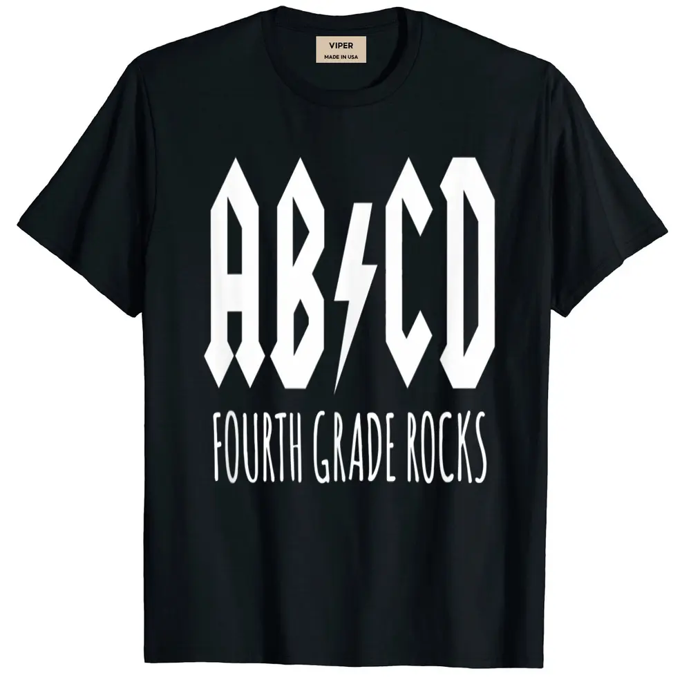 Abcd Fourth Grade Rocks Teacher Back To School T-Shirt - Black