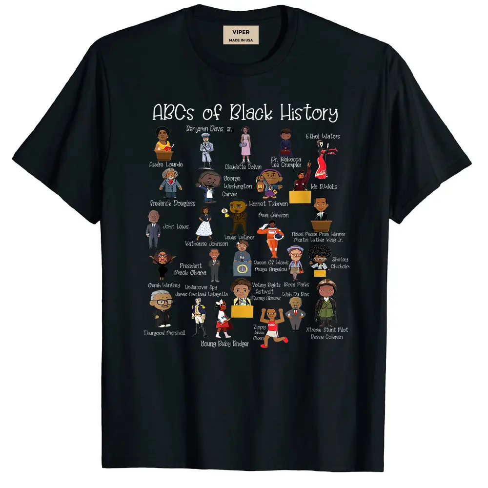 Abcs Of Black History Month Pride Teacher T-Shirt - Black