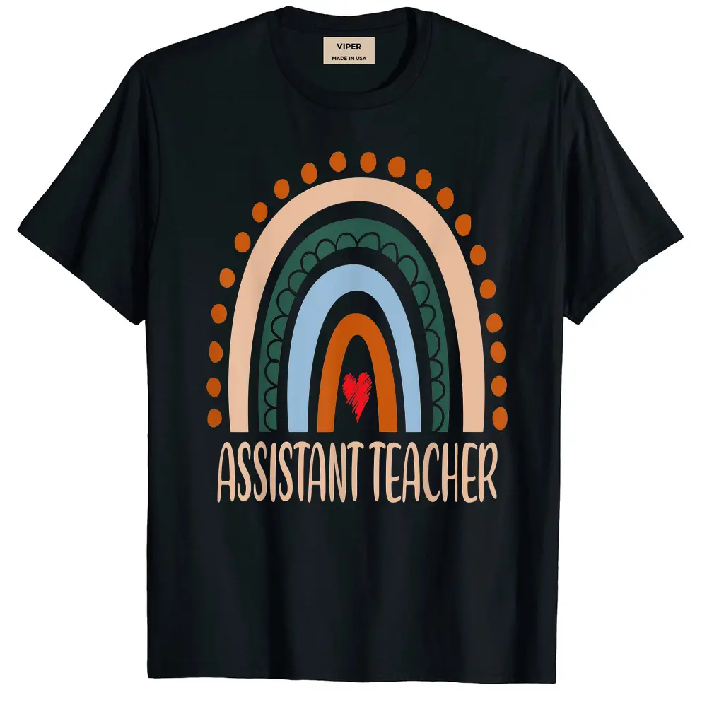 Assistant Teacher Rainbow Appreciation Day Back To School T-Shirt - Black