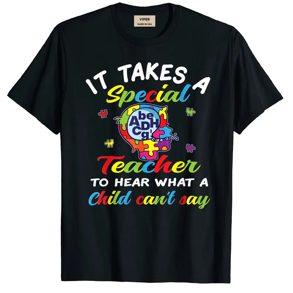 Autism Awareness Teacher T-Shirt - Black