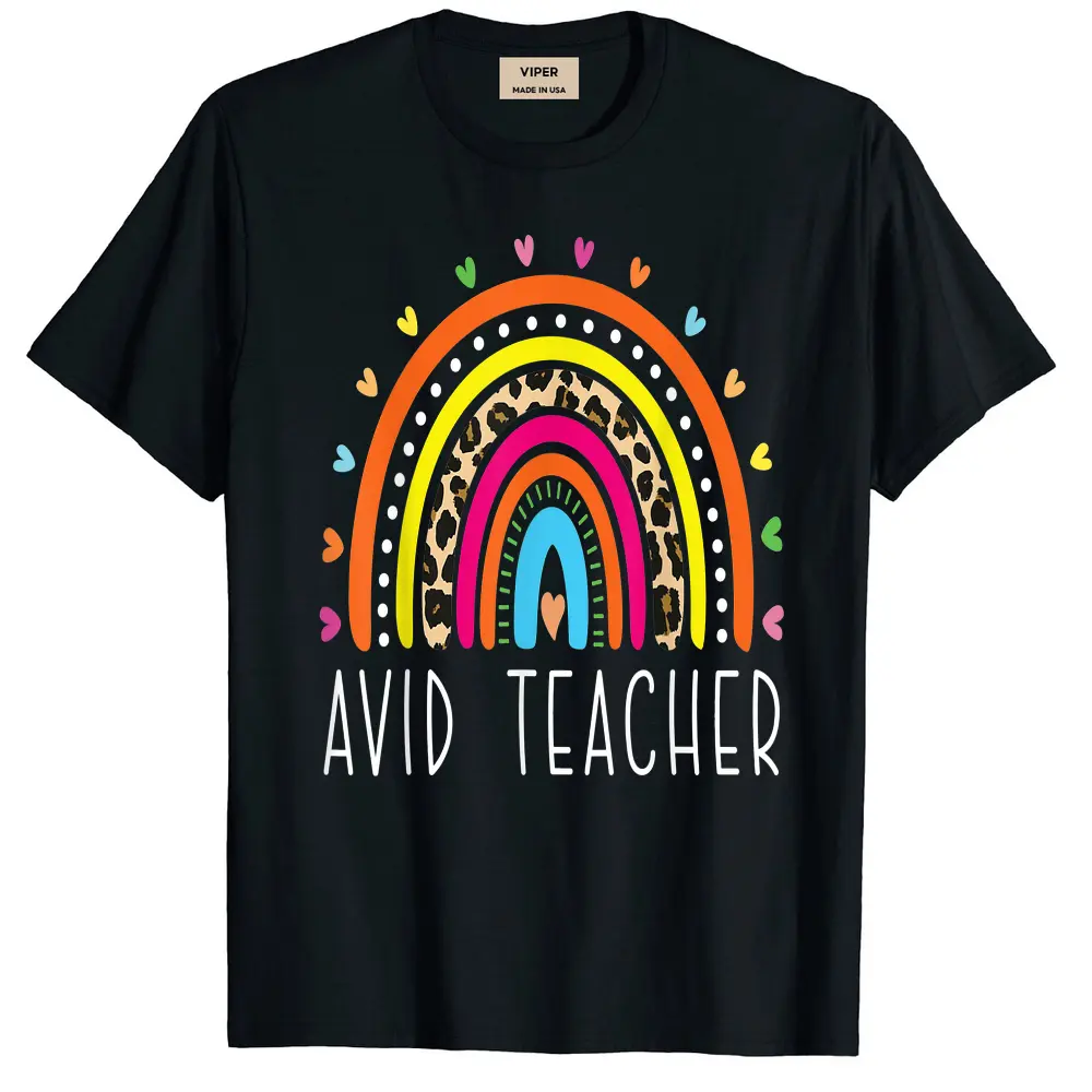 Avid Teacher Gifts Boho Rainbow Back To School Appreciation T-Shirt - Black