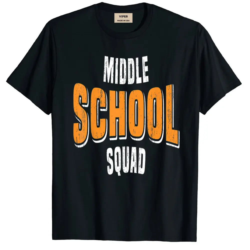 Back To School Design Middle School Squad Teacher Student T-Shirt - Black