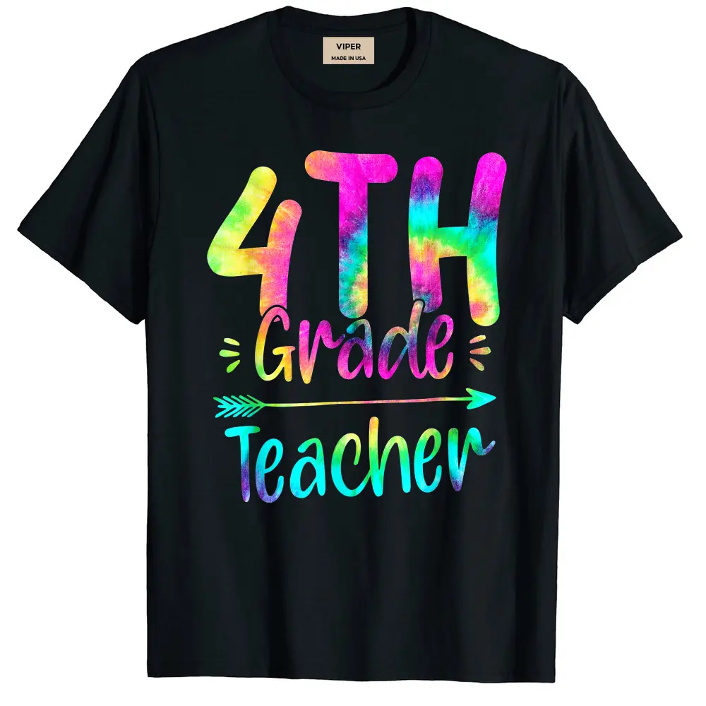 Back To School Fourth Grade Teacher Motivational Tie Dye T-Shirt - Black