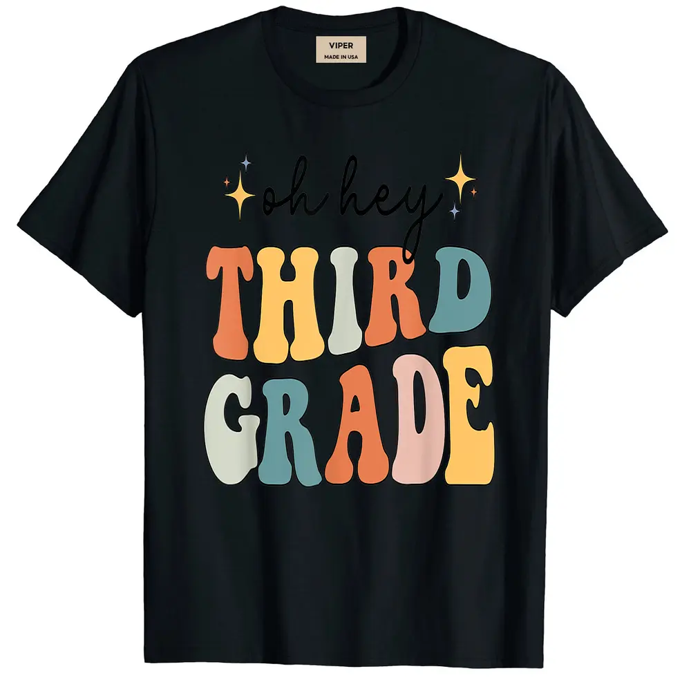 Back To School Students Teacher Oh Hey Third Grade 3rd Retro T-Shirt - Black