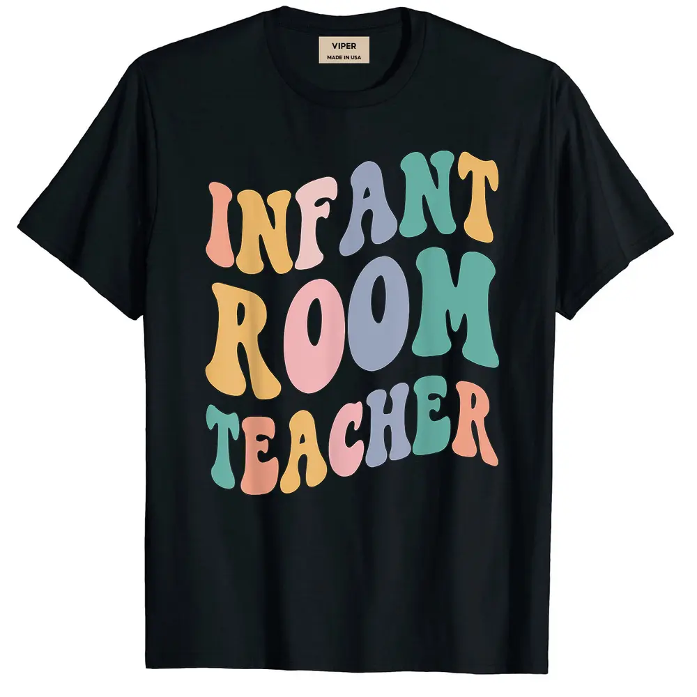 Back To School Teacher Groovy Retro Infant Room Teacher T-Shirt - Black