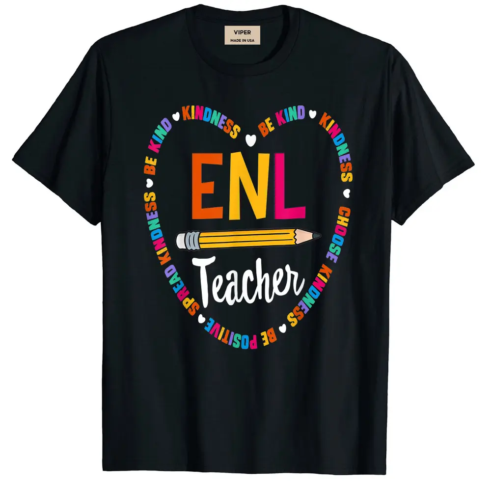 Back To School Tee Enl Teacher English New Language Squad T-Shirt - Black