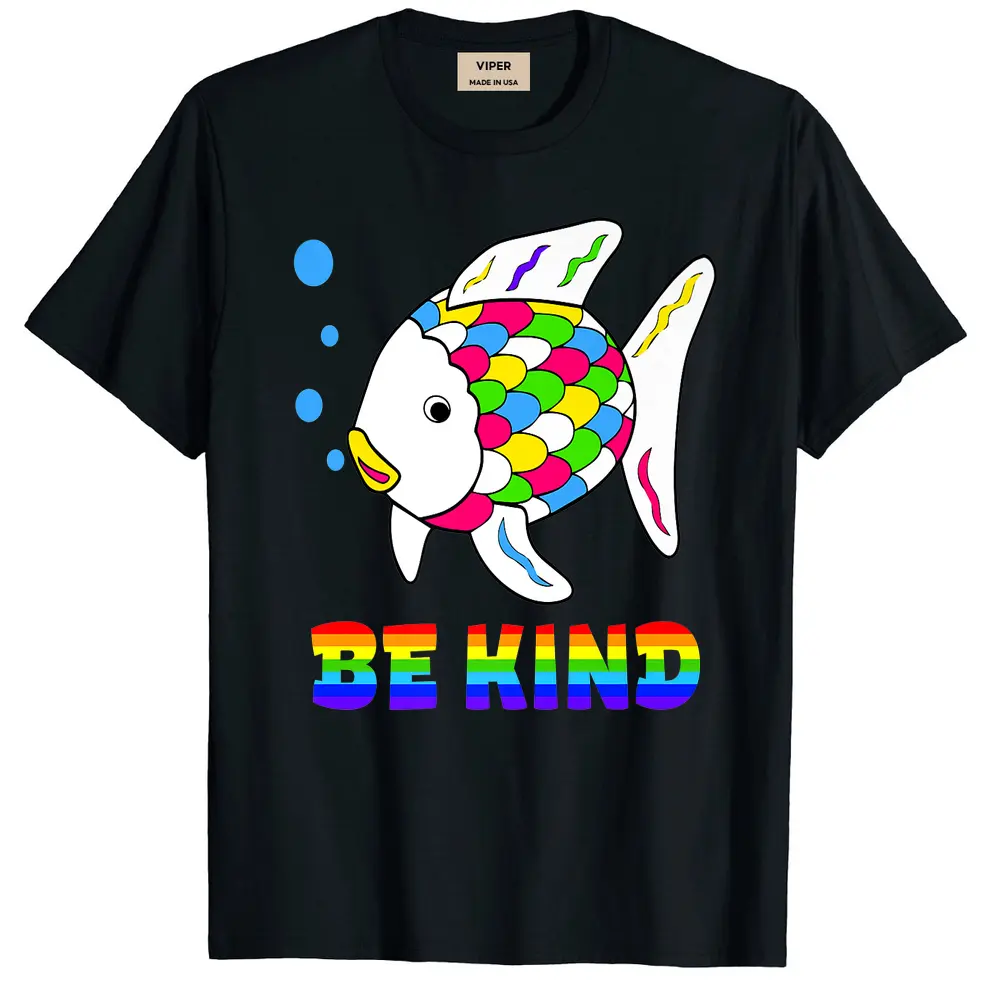 Be Kind Rainbow Fish Teacher Life Teaching Back To School  T-Shirt - Black