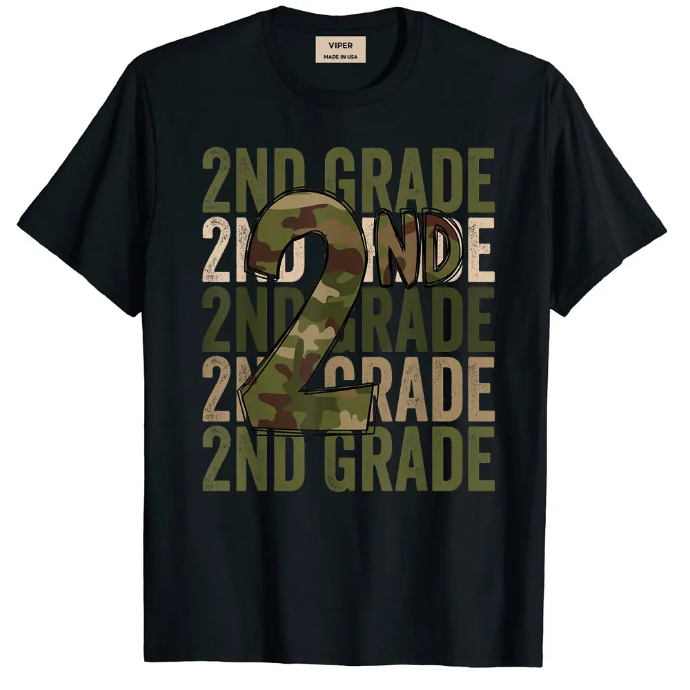 Camo Team 2nd Grade Squad Back To School Teacher T-Shirt - Black