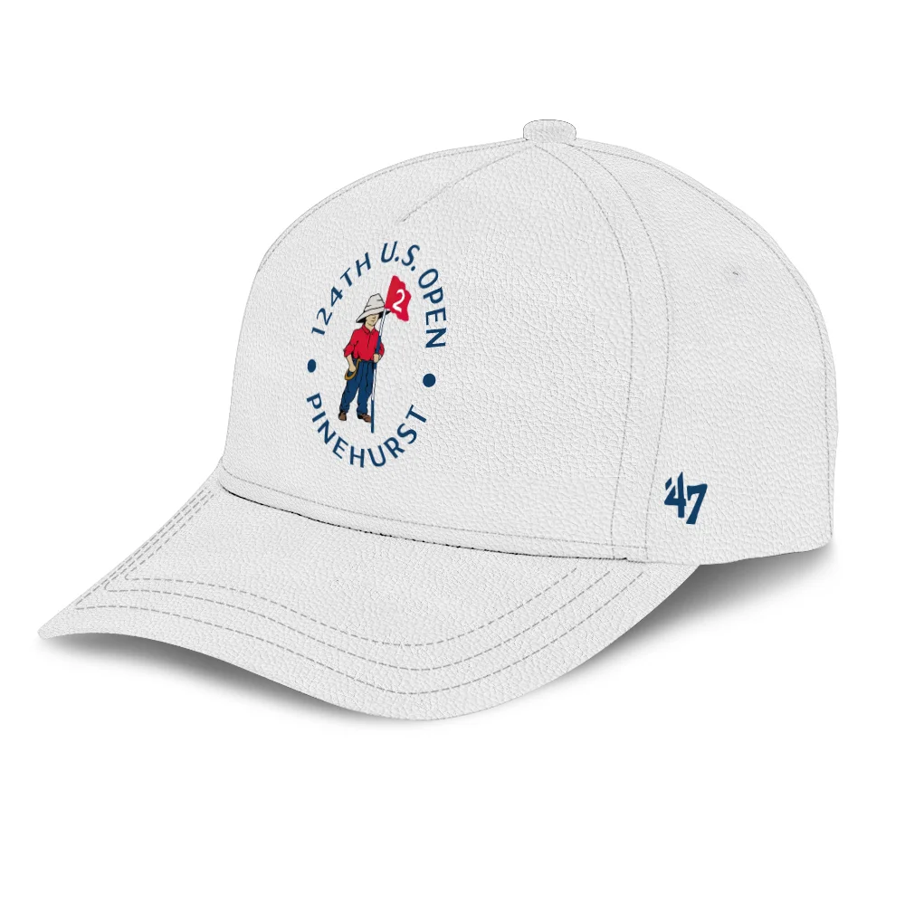 124th U.S. Open Pinehurst Golf '47 Brand White Leather Style Classic Golf All over Print Cap