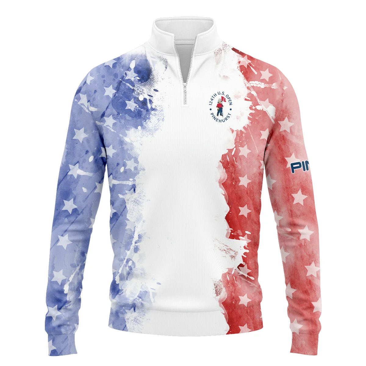 124th U.S. Open Pinehurst Special Version Ping Quarter-Zip Jacket Blue Red Watercolor Quarter-Zip Jacket