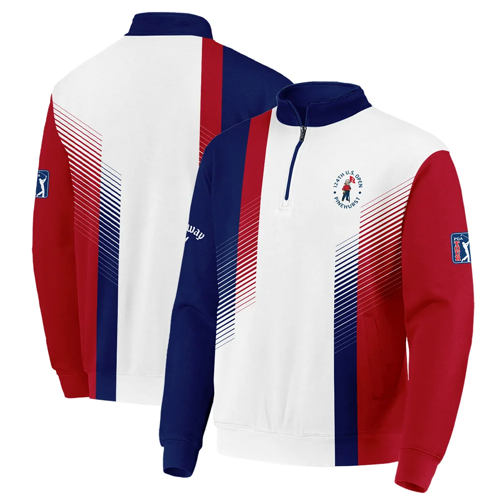 124th U.S. Open Pinehurst Sports Callaway Quarter-Zip Jacket Golf Blue Red All Over Print Quarter-Zip Jacket