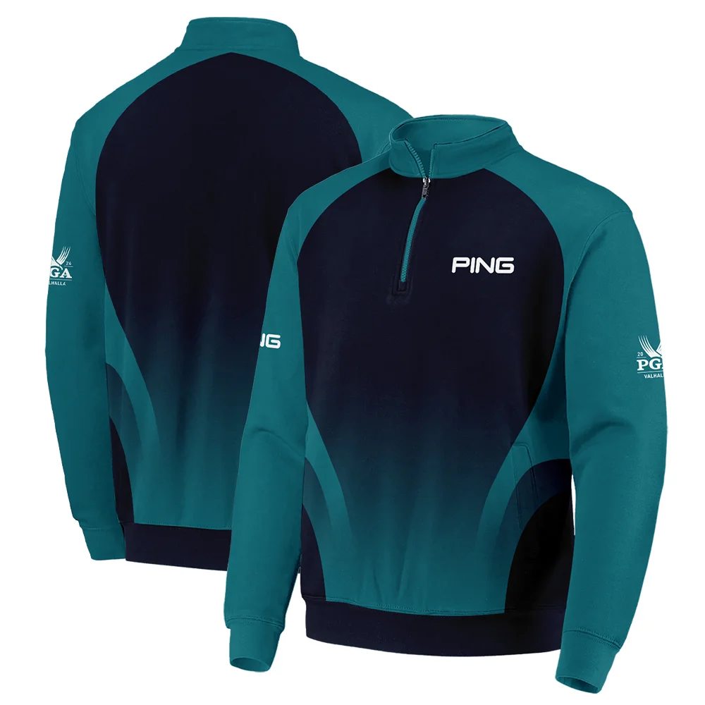 2024 PGA Championship Ping Golf Quarter-Zip Jacket Dark Cyan Very Dark Blue Gradient Golf Sports All Over Print Quarter-Zip Jacket