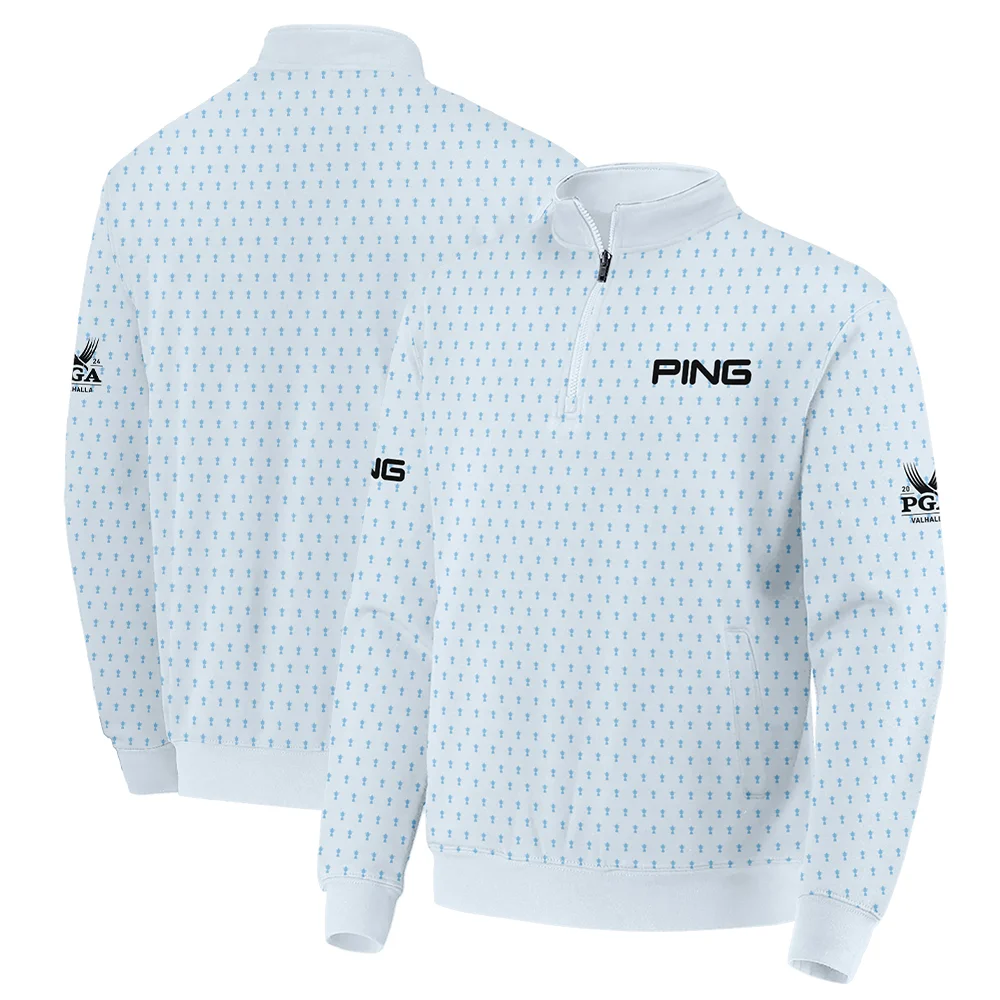 2024 PGA Championship Ping Golf Quarter-Zip Jacket Light Blue Pastel Golf Cup Pattern All Over Print Quarter-Zip Jacket