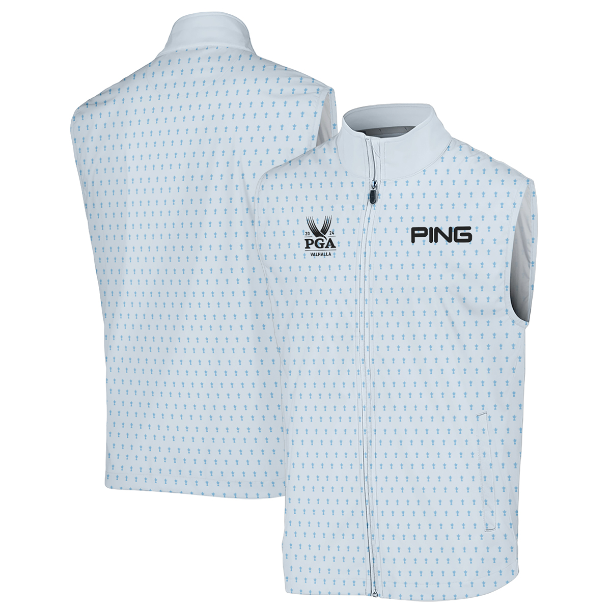 2024 PGA Championship Ping Golf Sleeveless Jacket Light Blue Pastel Golf Cup Pattern All Over Print Sleeveless Jacket