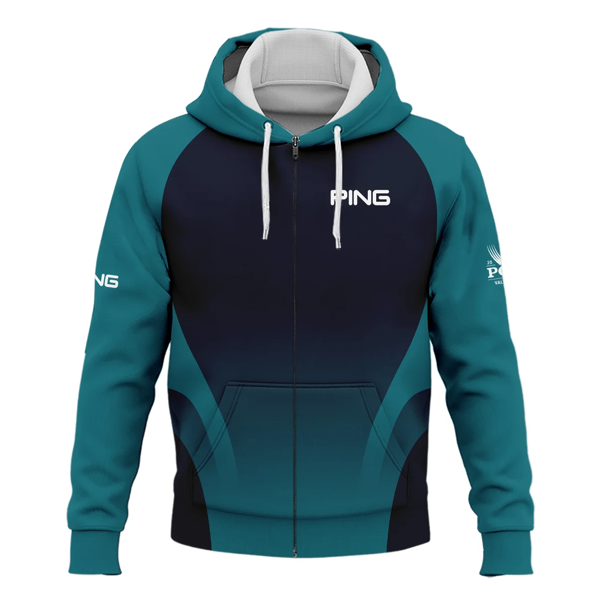 2024 PGA Championship Ping Golf Zipper Hoodie Shirt Dark Cyan Very Dark Blue Gradient Golf Sports All Over Print Zipper Hoodie Shirt