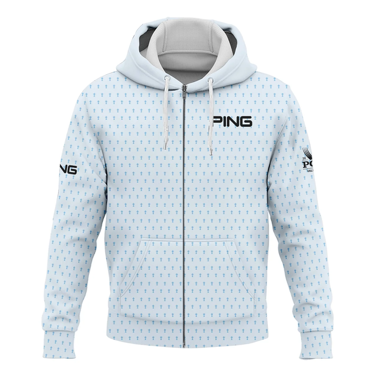 2024 PGA Championship Ping Golf Zipper Hoodie Shirt Light Blue Pastel Golf Cup Pattern All Over Print Zipper Hoodie Shirt