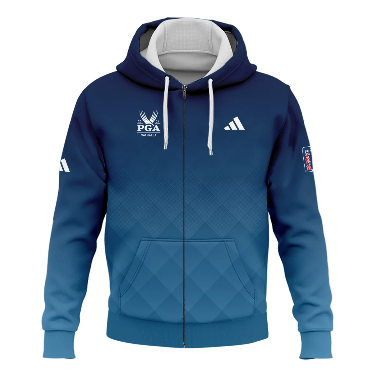 2024 PGA Championship Valhalla Adidas Blue Gradient Abstract Stripes  Zipper Hoodie Shirt Style Classic Zipper Hoodie Shirt