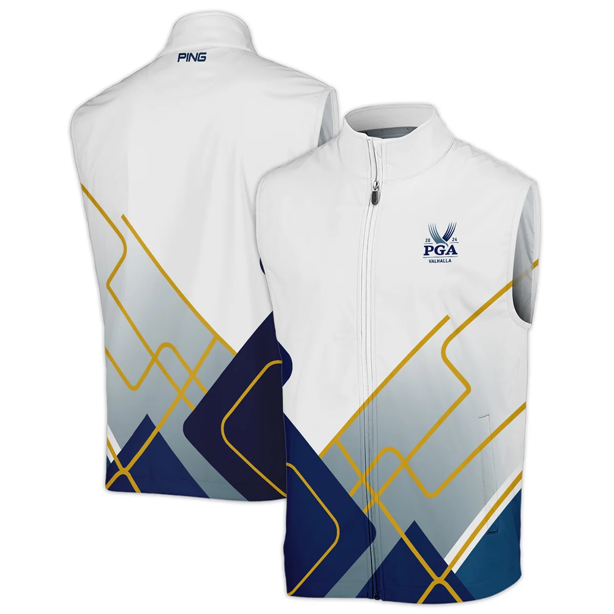 2024 PGA Championship Valhalla Blue White Yellow Line Ping Sleeveless Jacket Style Classic