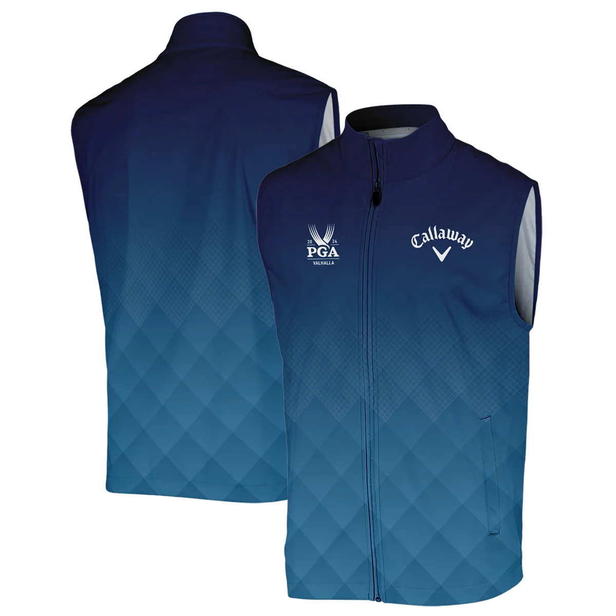 2024 PGA Championship Valhalla Callaway Blue Gradient Abstract Stripes  Sleeveless Jacket Style Classic Sleeveless Jacket