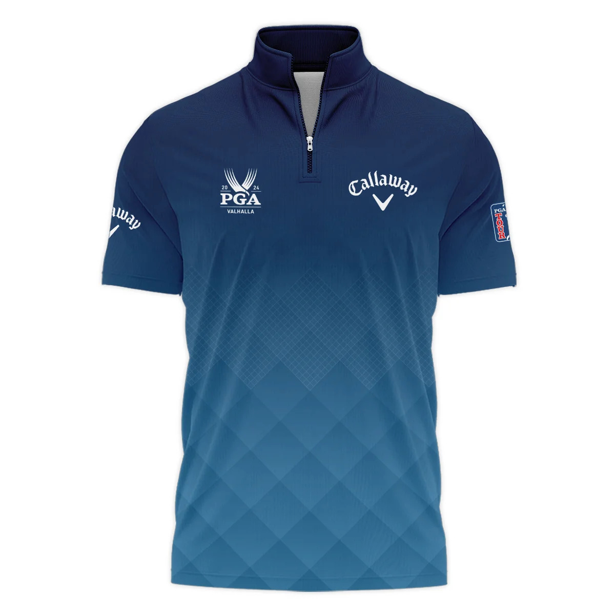 2024 PGA Championship Valhalla Callaway Blue Gradient Abstract Stripes  Style Classic, Short Sleeve Polo Shirts Quarter-Zip Casual Slim Fit Mock Neck Basic