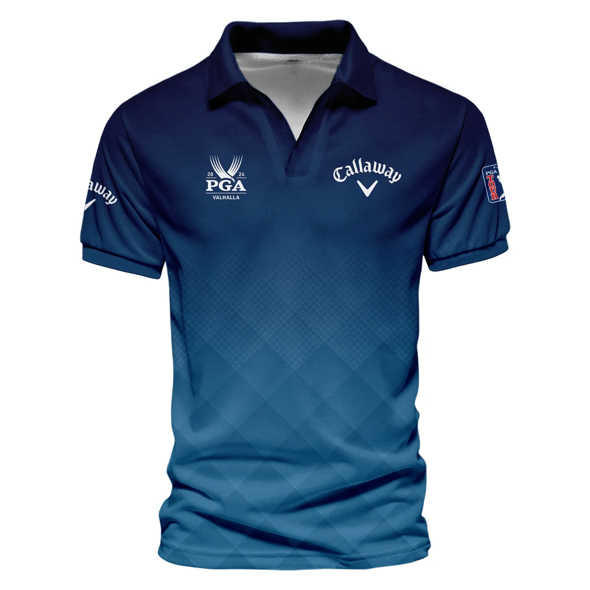 2024 PGA Championship Valhalla Callaway Blue Gradient Abstract Stripes  Vneck Polo Shirt Style Classic Polo Shirt For Men