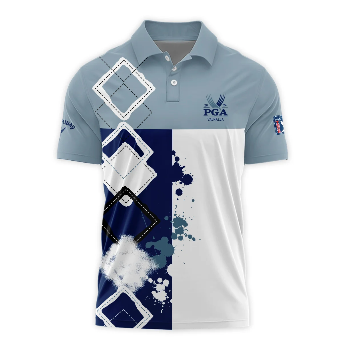 2024 PGA Championship Valhalla Callaway Blue White Brush Line Polo Shirt Style Classic Polo Shirt For Men