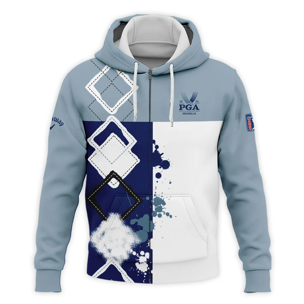 2024 PGA Championship Valhalla Callaway Blue White Brush Line Zipper Hoodie Shirt Style Classic Zipper Hoodie Shirt