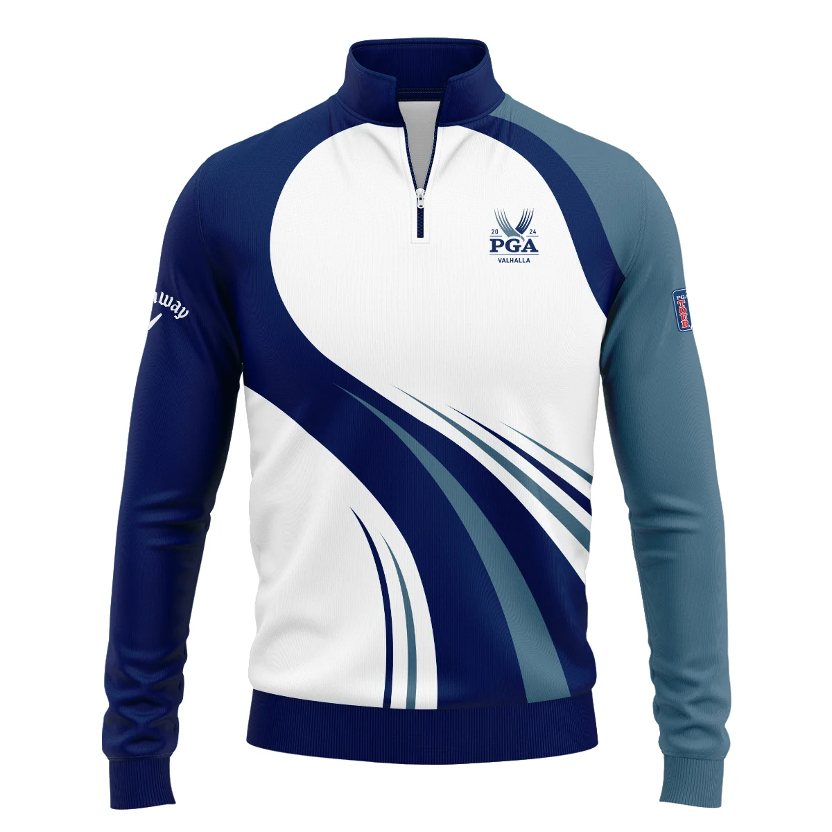 2024 PGA Championship Valhalla Golf Blue Wave Pattern Callaway Quarter-Zip Jacket Style Classic Quarter-Zip Jacket