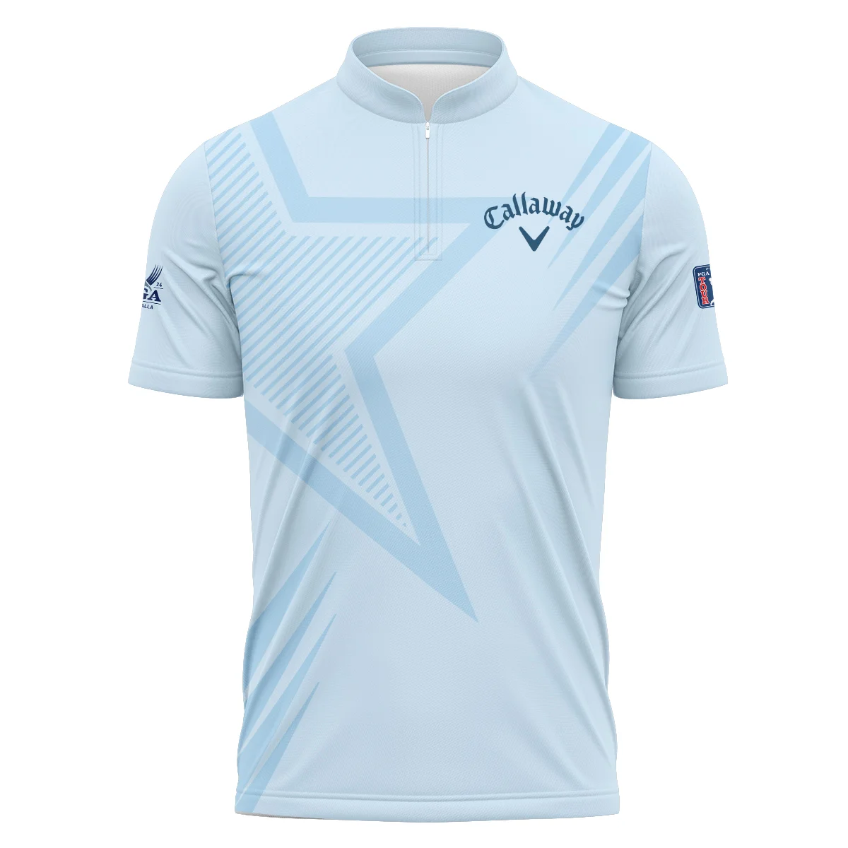 2024 PGA Championship Valhalla Golf Star Line Pattern Light Blue Callaway Polo Shirt Mandarin Collar Polo Shirt