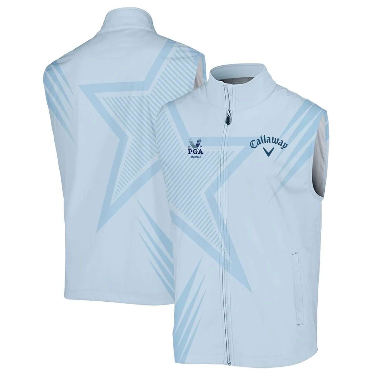 2024 PGA Championship Valhalla Golf Star Line Pattern Light Blue Callaway Sleeveless Jacket Style Classic Sleeveless Jacket