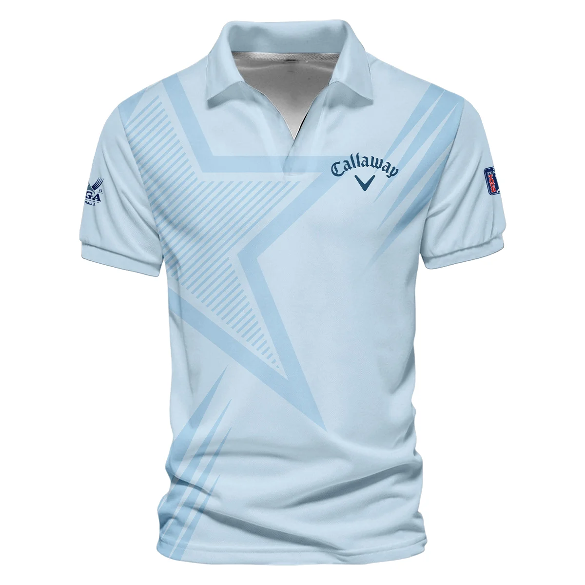 2024 PGA Championship Valhalla Golf Star Line Pattern Light Blue Callaway Vneck Polo Shirt Style Classic Polo Shirt For Men