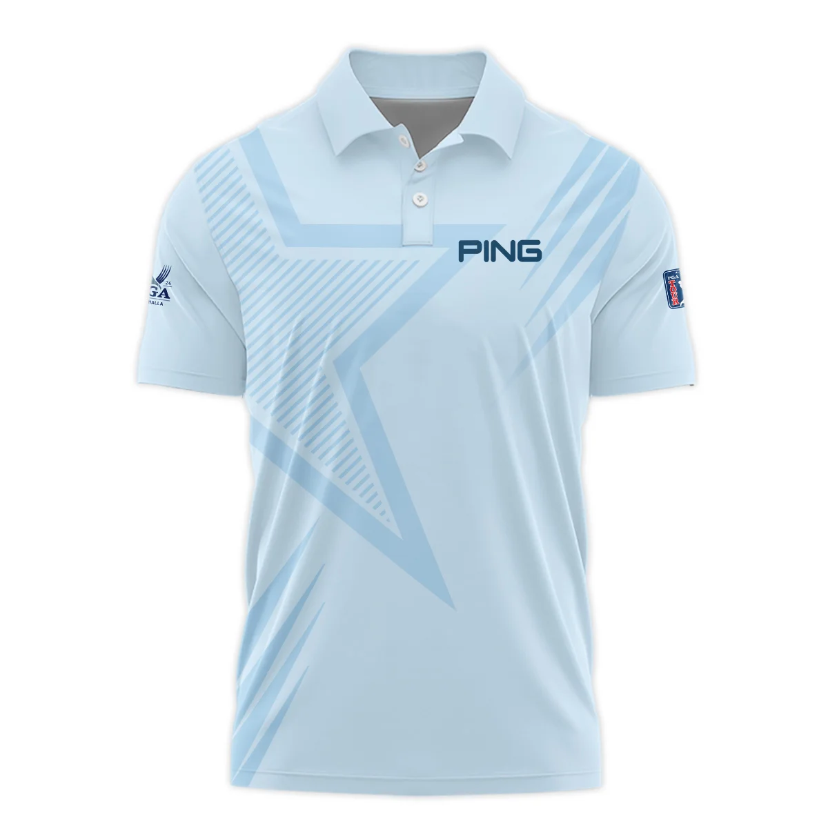 2024 PGA Championship Valhalla Golf Star Line Pattern Light Blue Ping Polo Shirt Style Classic Polo Shirt For Men