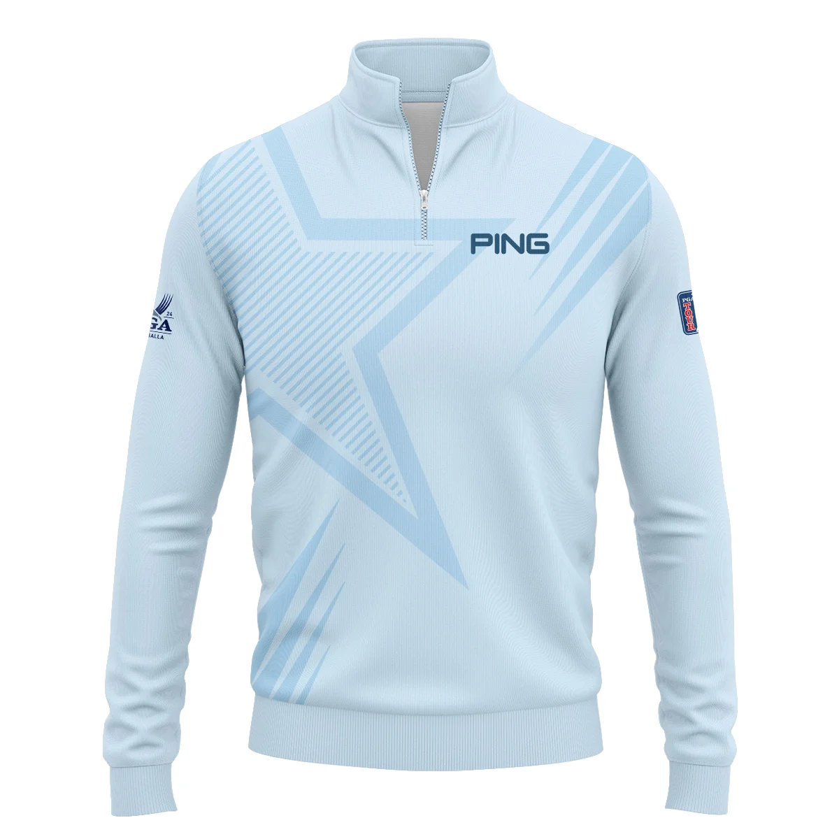 2024 PGA Championship Valhalla Golf Star Line Pattern Light Blue Ping Quarter-Zip Jacket Style Classic Quarter-Zip Jacket