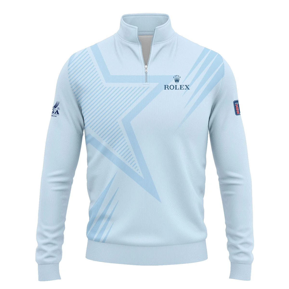 2024 PGA Championship Valhalla Golf Star Line Pattern Light Blue Rolex Quarter-Zip Jacket Style Classic Quarter-Zip Jacket