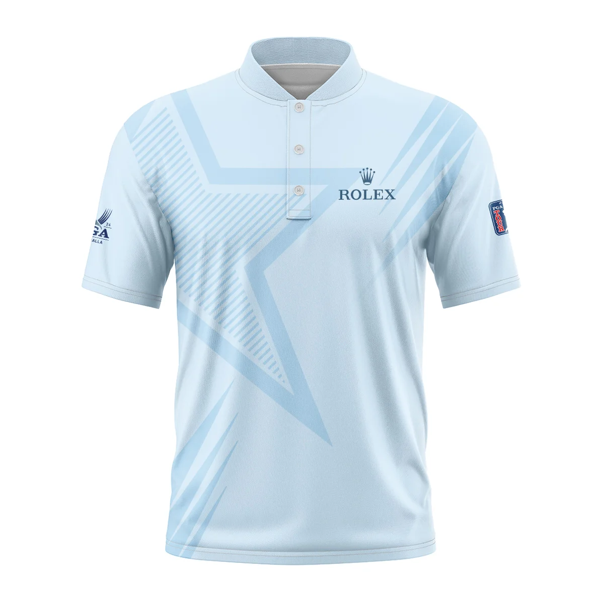 2024 PGA Championship Valhalla Golf Star Line Pattern Light Blue Rolex Style Classic, Short Sleeve Round Neck Polo Shirt