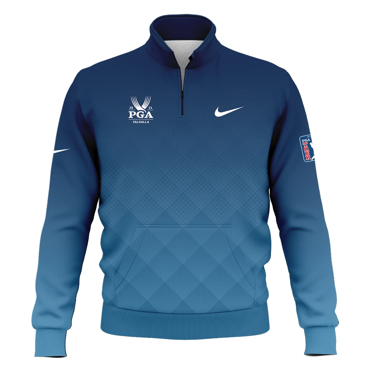 2024 PGA Championship Valhalla Nike Blue Gradient Abstract Stripes  Style Classic Quarter Zipped Sweatshirt