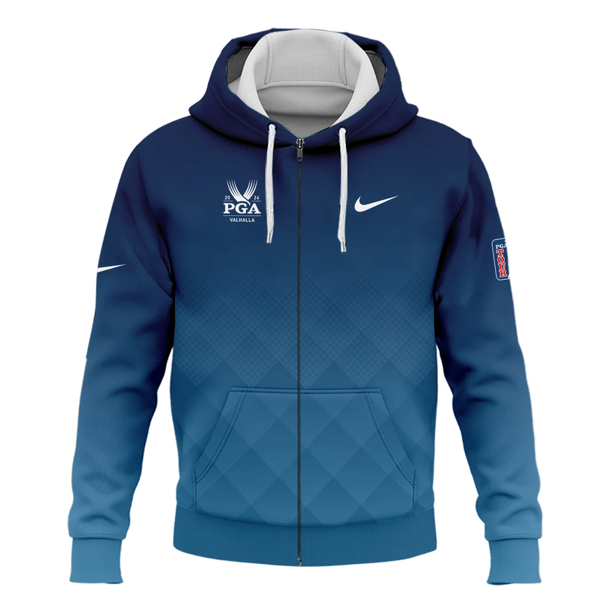 2024 PGA Championship Valhalla Nike Blue Gradient Abstract Stripes  Zipper Hoodie Shirt Style Classic Zipper Hoodie Shirt