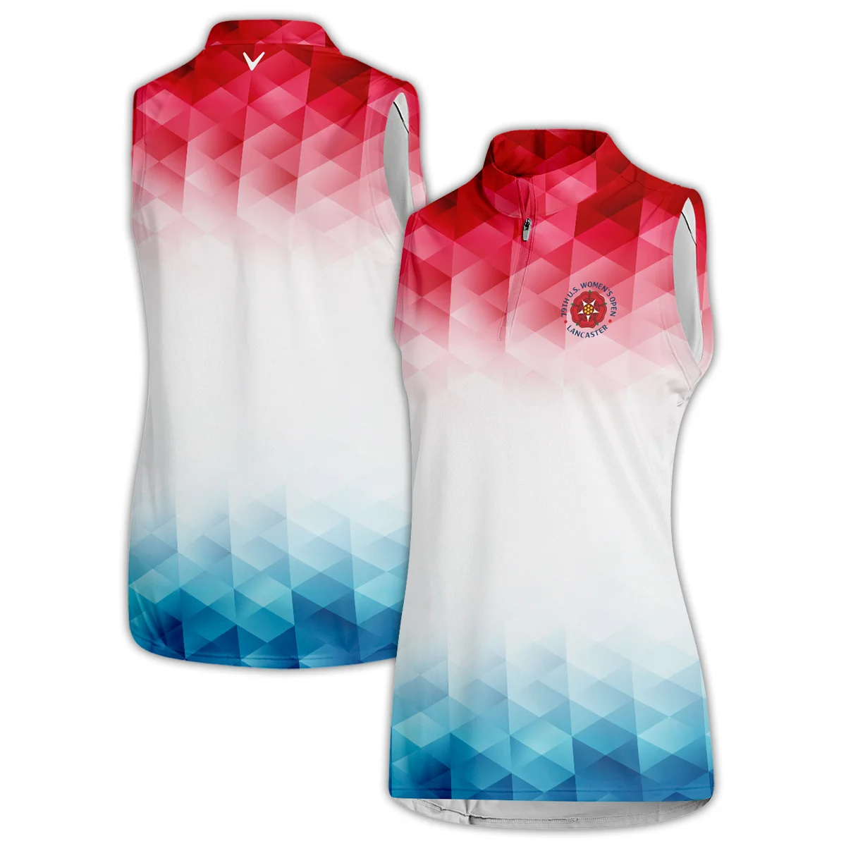 79th U.S. Women’s Open Lancaster Callaway Blue Red Abstract Quater Zip Sleeveless Polo Shirt