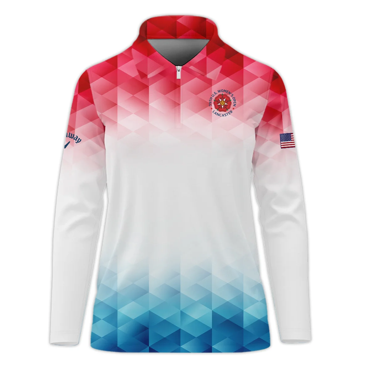 79th U.S. Women’s Open Lancaster Callaway Blue Red Abstract Zipper Long Polo Shirt