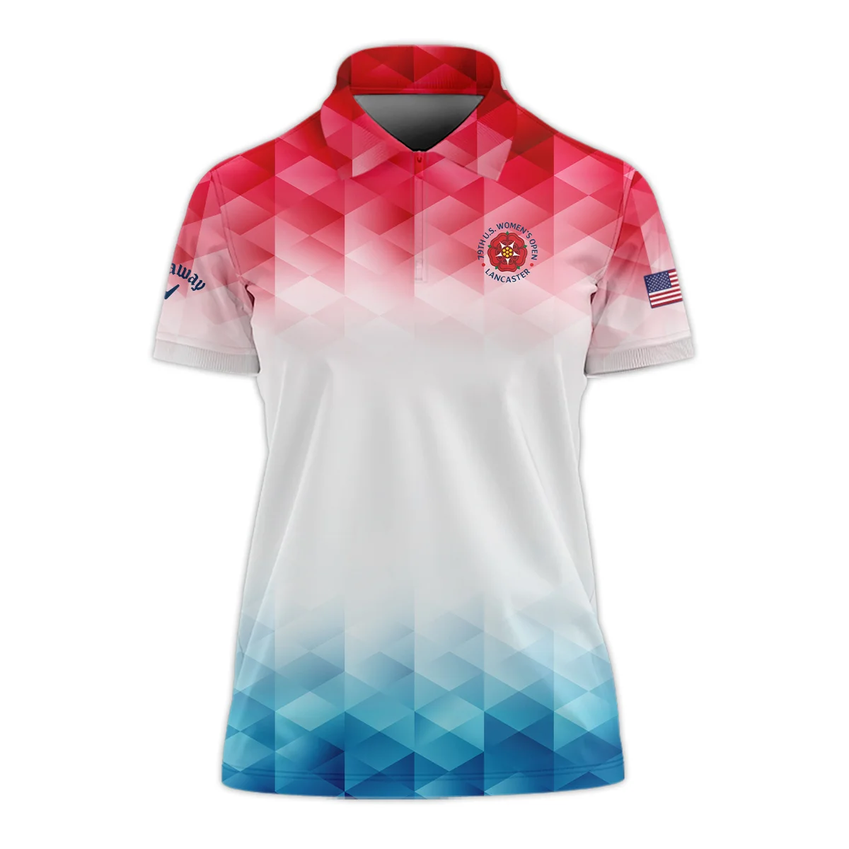 79th U.S. Women’s Open Lancaster Callaway Blue Red Abstract Zipper Short Polo Shirt