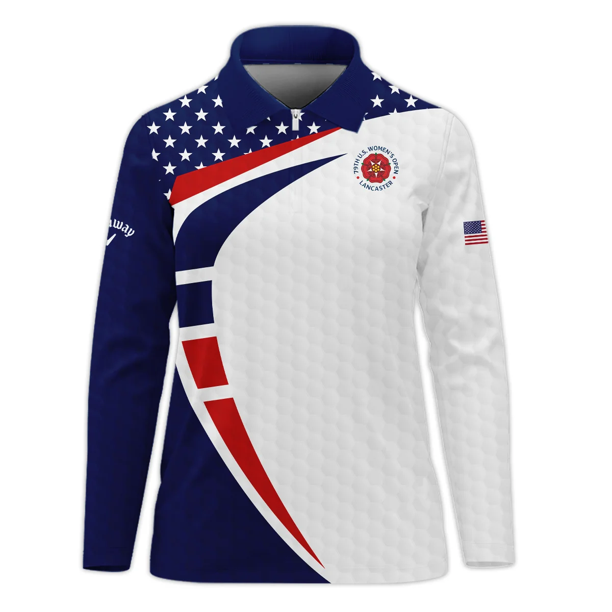 79th U.S. Women’s Open Lancaster Callaway Blue Red White Star Zipper Long Polo Shirt