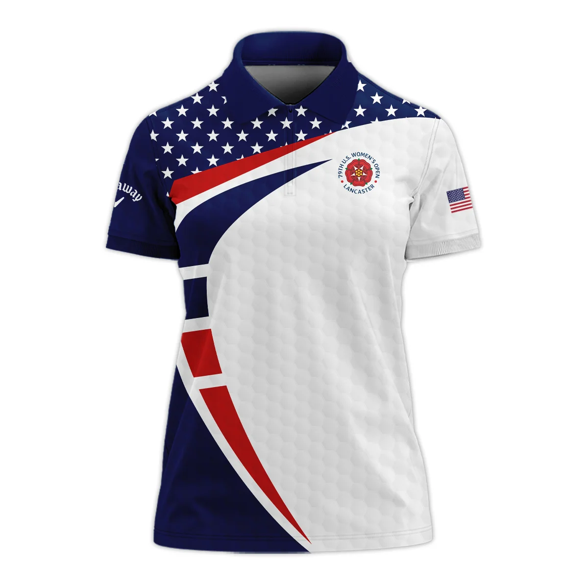 79th U.S. Women’s Open Lancaster Callaway Blue Red White Star Zipper Short Polo Shirt