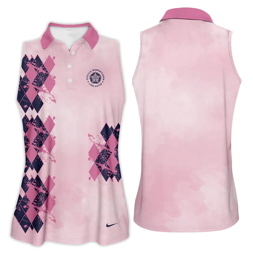 79th U.S. Women’s Open Lancaster Nike Argyle Plaid Pink Blue Pattern Sleeveless Polo Shirt