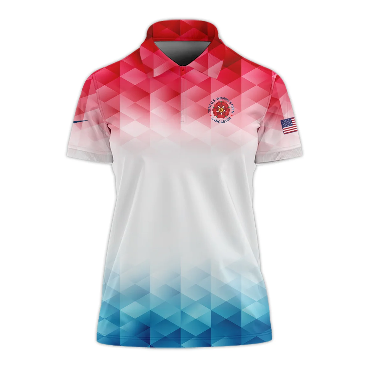 79th U.S. Women’s Open Lancaster Nike Blue Red Abstract Zipper Short Polo Shirt