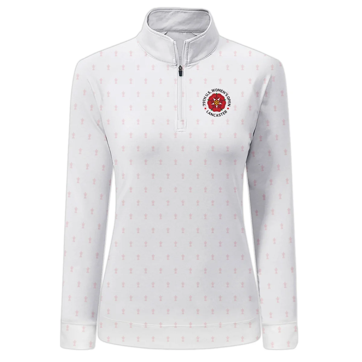 79th U.S. Women’s Open Lancaster Pattern Cup White Quarter-Zip Women Pink Color All Over Print Quarter-Zip For Woman